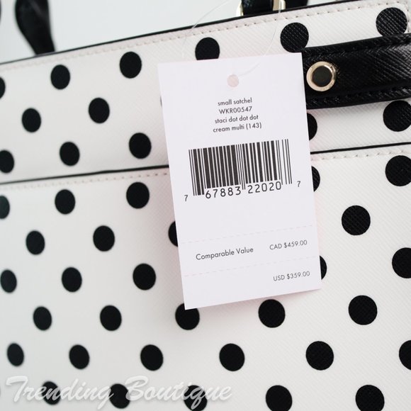 NWT Kate Spade Staci Polka Dot Satchel in Cream - Picture 7 of 12
